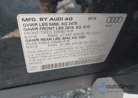 2018 Audi Q5 2.0T Premium/2.0T Tech Premium from USA, damaged, VIN WA1ANAFY4J2186909